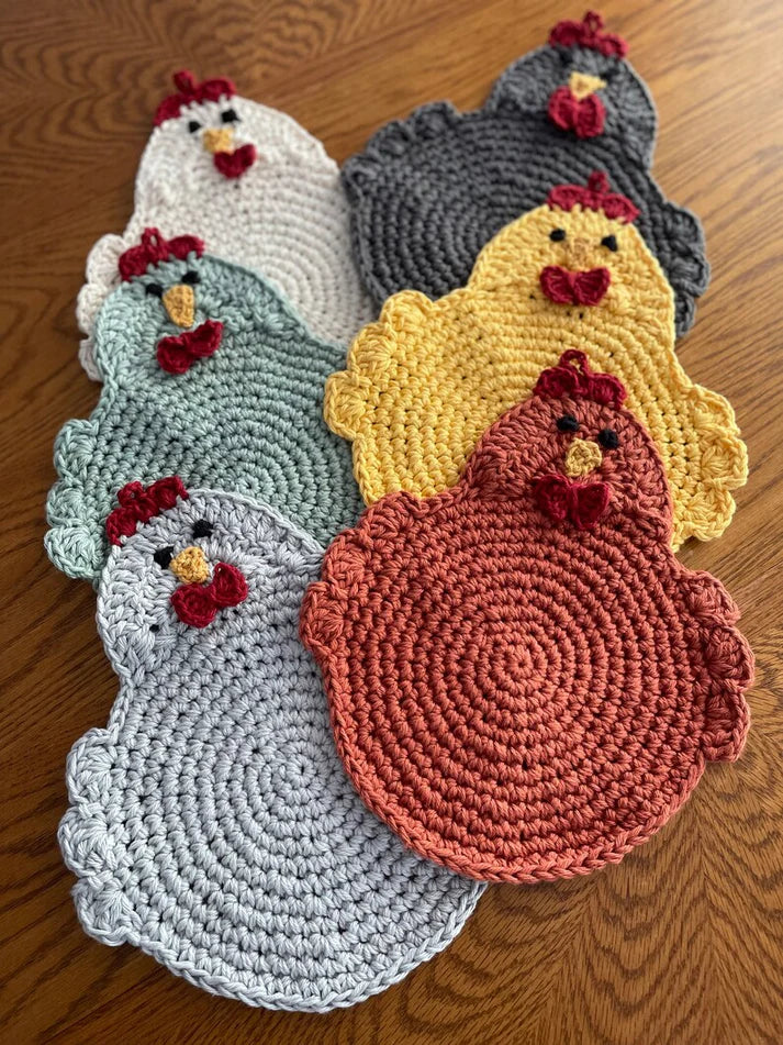 Hühner-Topflappen Häkelmuster