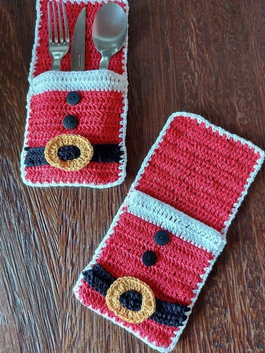 Häkle deine eigene Weihnachts Bestecktasche Häkelanleitung