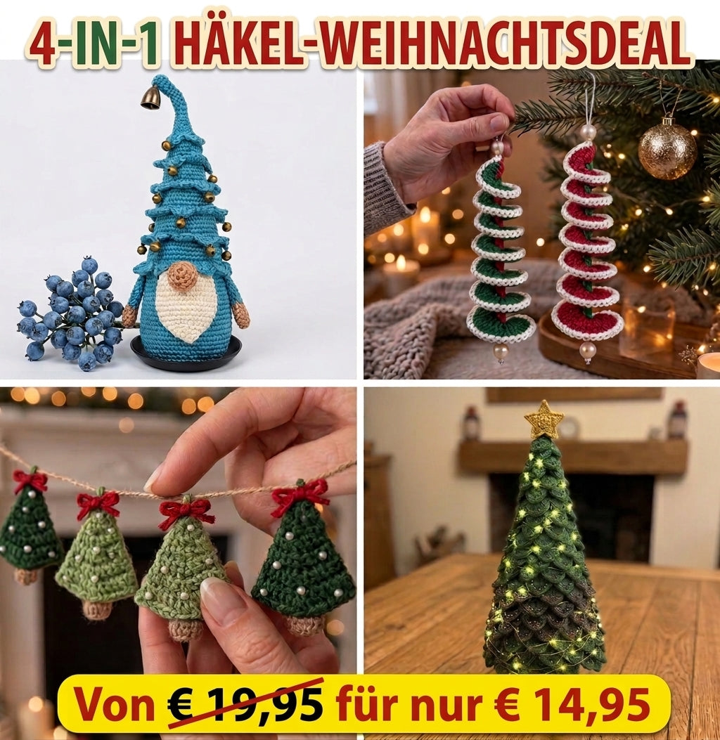 Weihnachts-Aktion: 4-in-1 Häkelanleitungen-Deal von € 19,95  für nur € 14,95